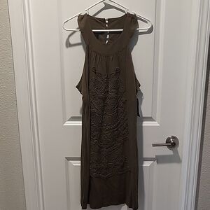 INC International Concepts Olive Embroidered Midi Dress